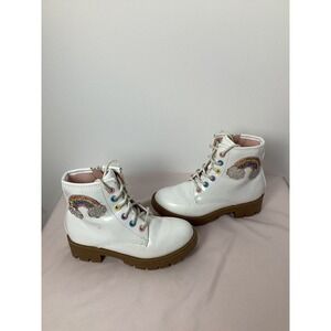 Jellypop Kids Girls Lil Pike Patent Rainbow Combat Boots girls Sz 12M Sparkle